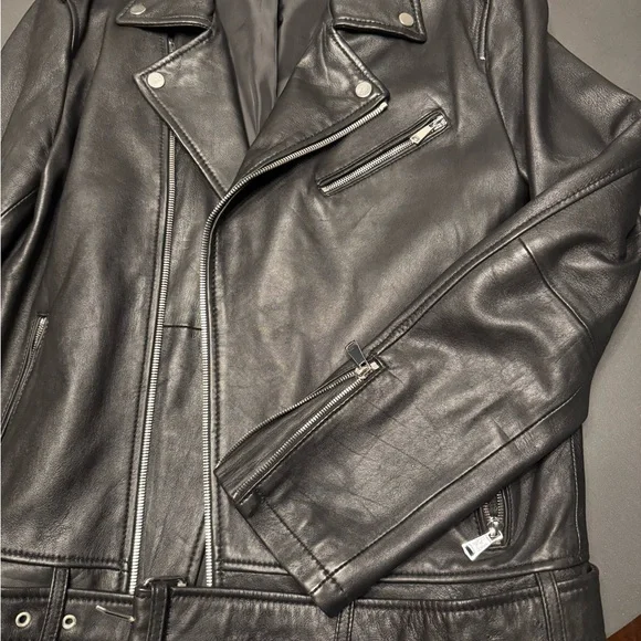 Zara Men's Black Leather Moto Jacket - Picture 4 of 7